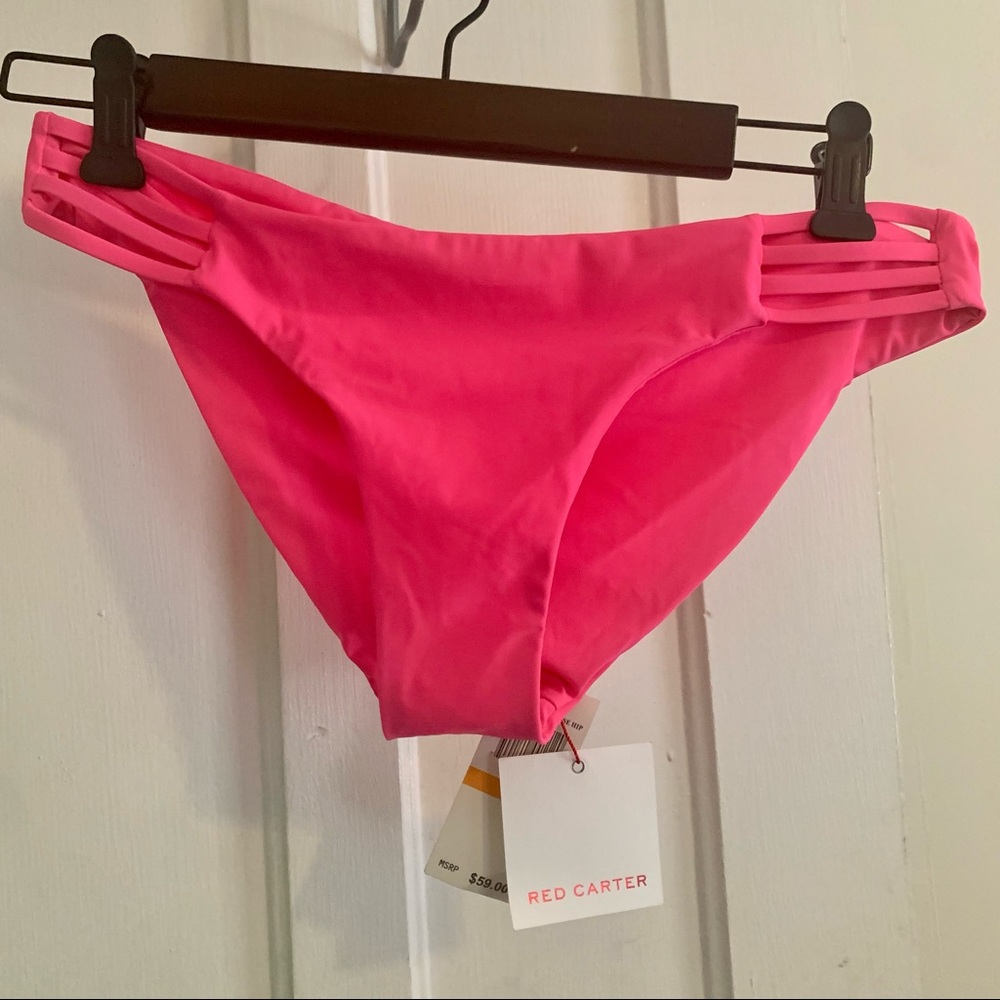 NWT RED CARTER Splice & Dice Strappy, Side Cut-Out Bikini Swim Bottoms - Small
